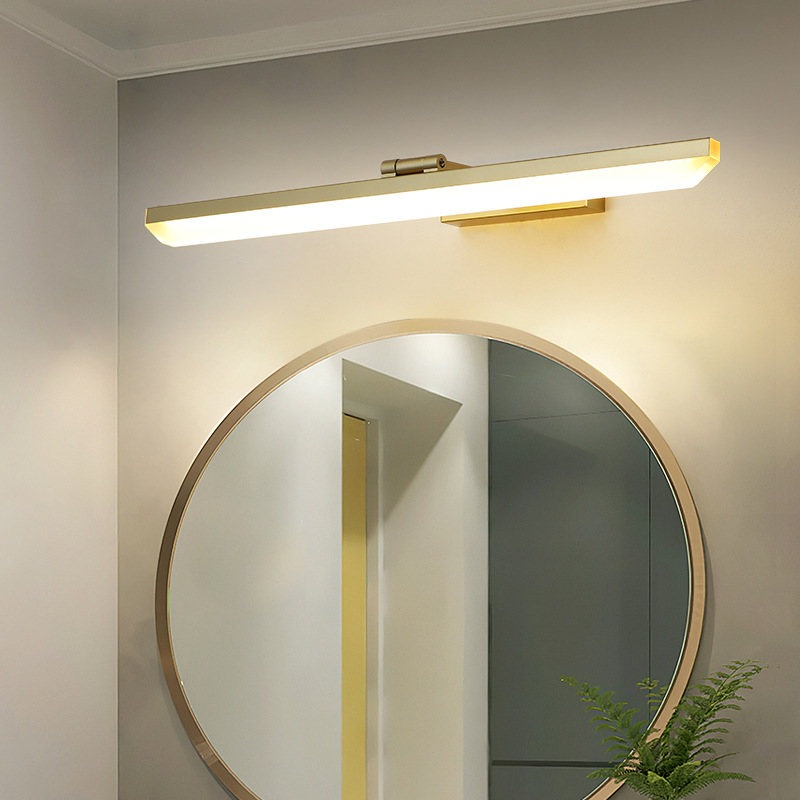 亚马逊金色亚克力镜前灯浴室卫生间镜子补光照明灯饰免打孔易安装
