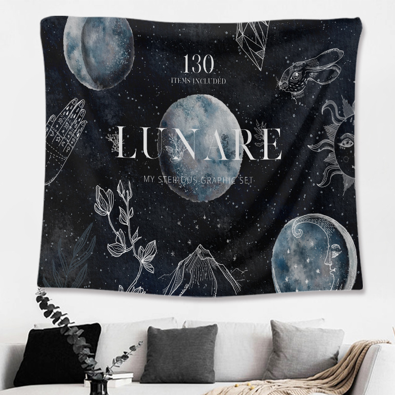 Factory Direct Sales New Line Moon Tapestry Wall Decoration Home Decorative Hanging Cloth Wall Hanging display picture 2