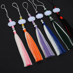 靈振新款雙色白玉蓮花流蘇古風中國結流蘇漢服裝壓襟漸變流蘇穗子