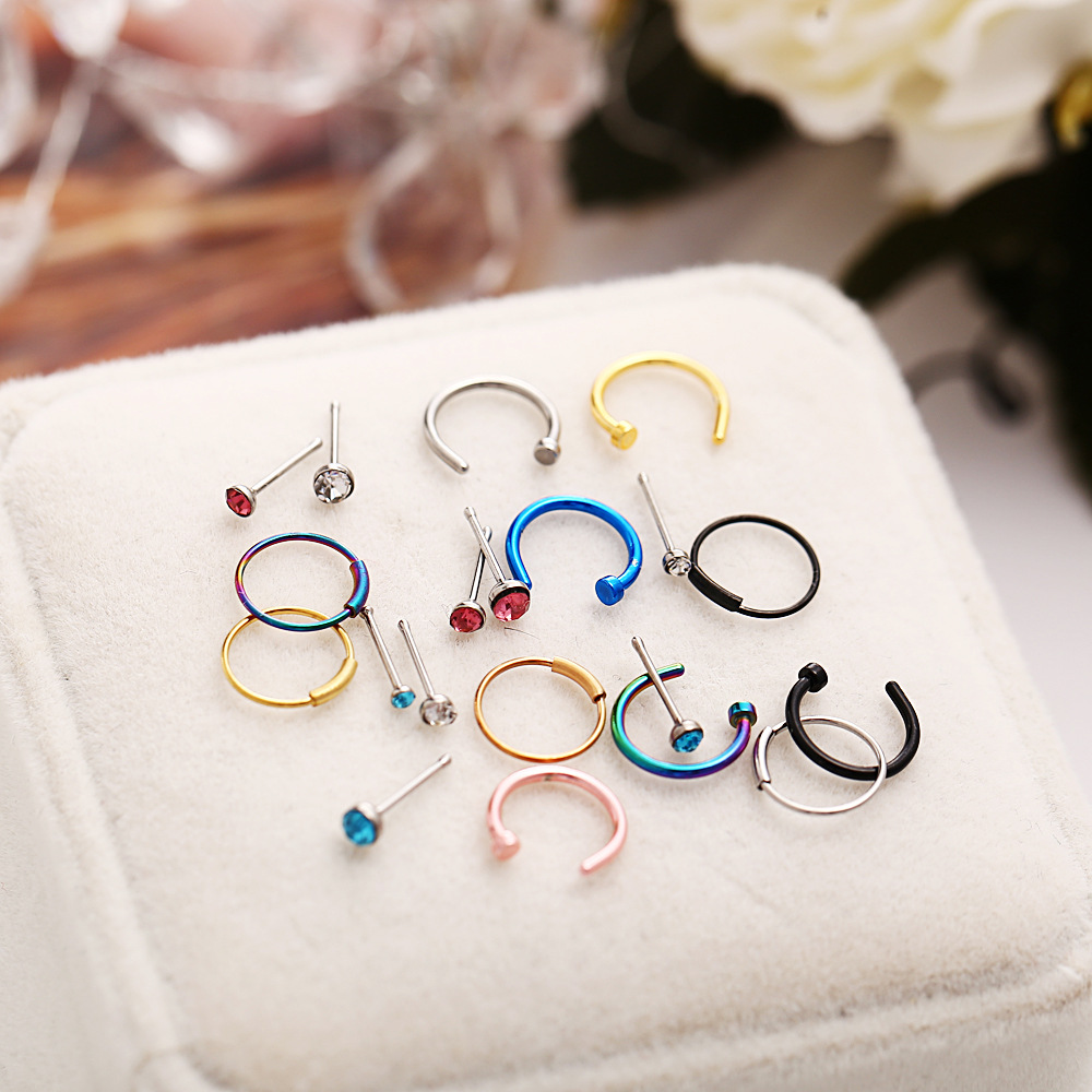 New Type Stainless Steel Nail Nasal Nose Ring Curved Nasal Nail C Set display picture 3