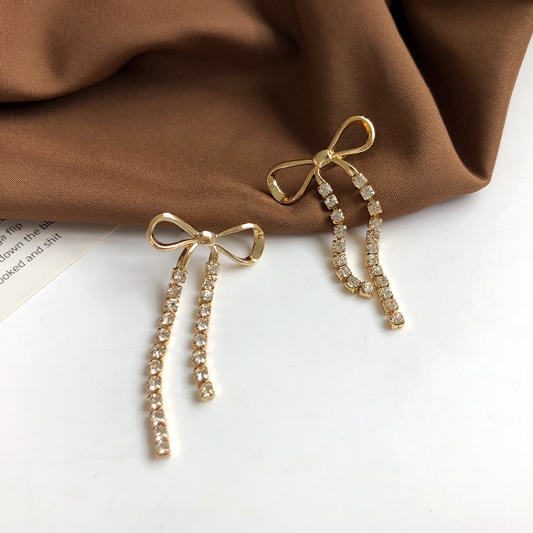 Fashion Bow Knot Inlay Alloy Rhinestones Drop Earrings display picture 4