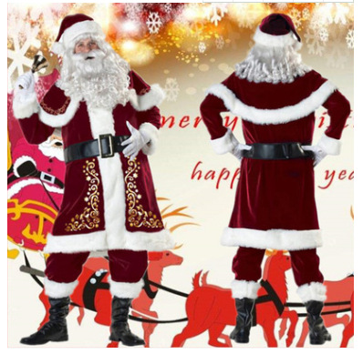Ropa de Navidad de manga larga europea y americana nueva ropa de Santa Claus engrosada ropa de rendimiento de fiesta para adultos