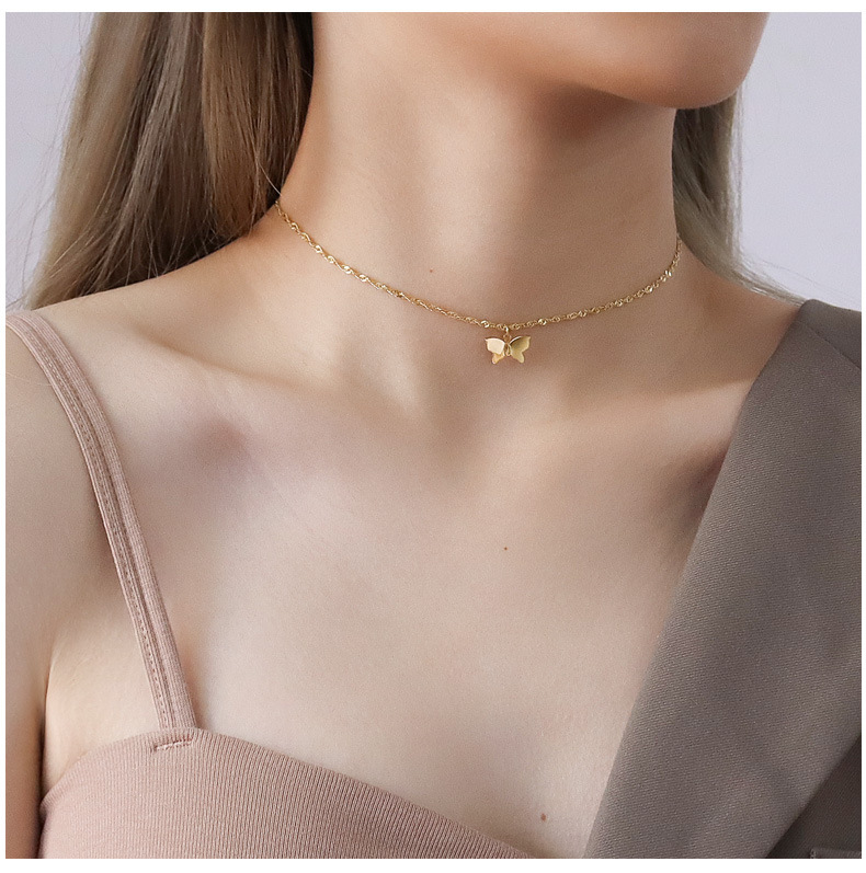 Necklace Classification PVD Coated Real Gold Plated Insect Titanium Steel Retro Waterproof Non Tarnish Necklace