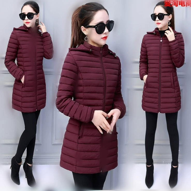 Женское пальто средней длины с хлопковой подкладкой больших размеров для людей среднего и пожилого возраста, модное приталенное пальто с хлопковой подкладкой, легкое пуховое пальто с хлопковой подкладкой для похудения