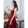 Long red engagement modern sexy slim wedding dress