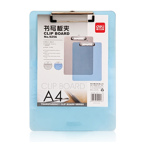 Deli 9256 A4 plastic board clip, pad, writing pad, file board clip