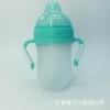 工厂定制婴儿硅胶奶瓶超宽口带手柄带吸管仿母乳防胀气奶瓶