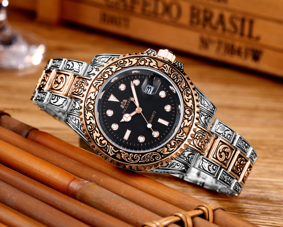 Montre homme à quartz sculptée avec calendrier fantôme d'eau lumineuse MONTRE À QUARTZ_voghion.com