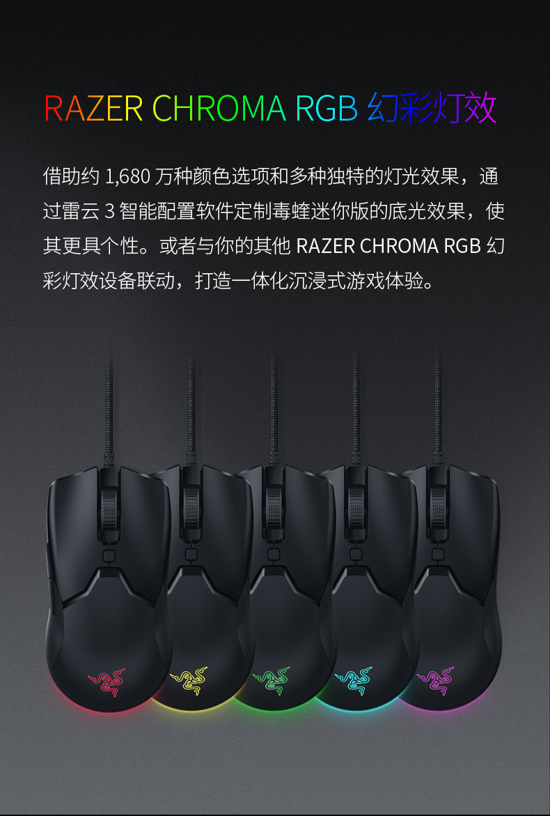 Razer雷蛇毒蝰迷你版mini电脑RGB吃鸡电竞有线游戏6