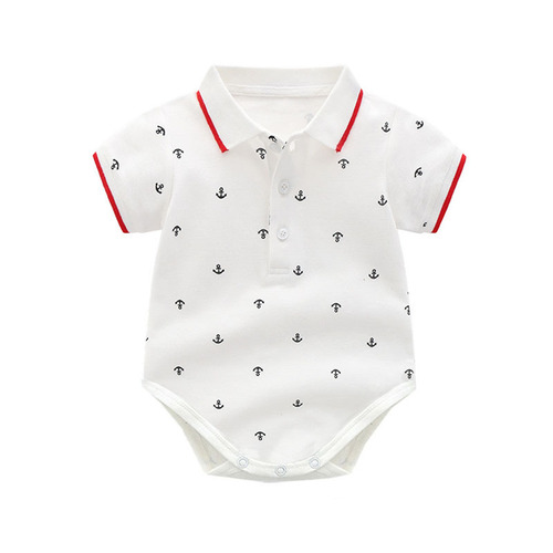 New summer gentleman's clothing for baby boys Cross-border printed romper suit Bow tie short-sleeved overalls romper suit