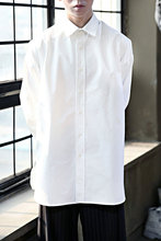 男士2020春装新款纯色双开衩宽松韩版潮流长袖衬衫衬衣中长款上衣