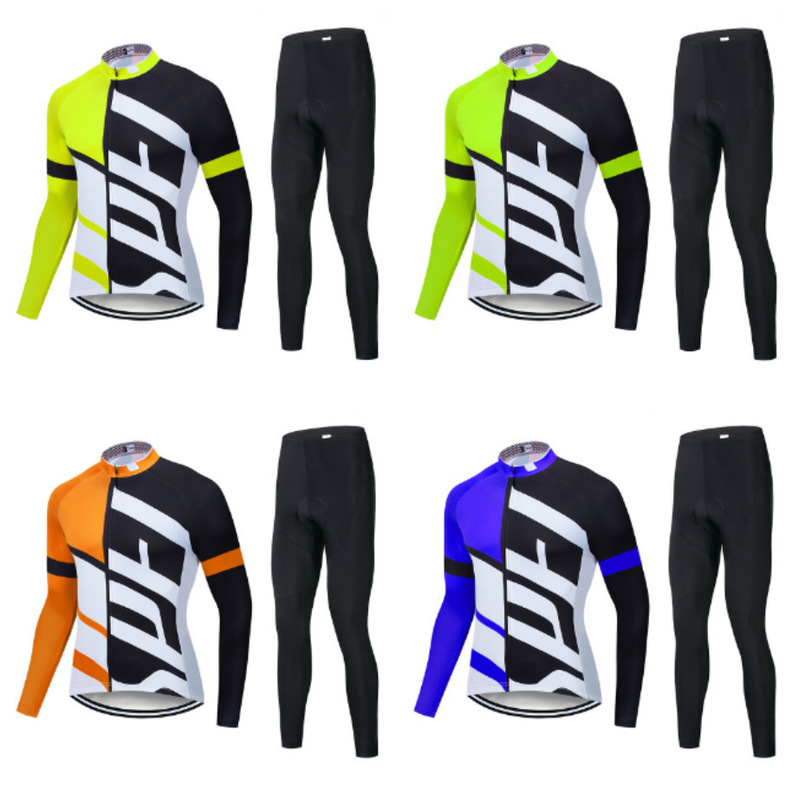Cross-border new downhill clothes cycling clothes tour France version spring and autumn thin long-sleeved suspender pants suit wholesale