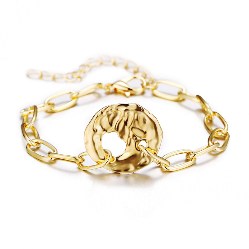 New Creative Geometric Hollow Gold Alloy Bracelet Retro Metal Chain Bracelet Wholesale display picture 3