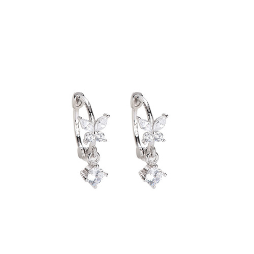 s925 silver Japanese and Korean style diamond zircon butterfly earrings sweet tassel earrings for women dropshipping