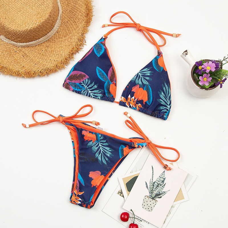 stripe printing split bikini  NSHL42455