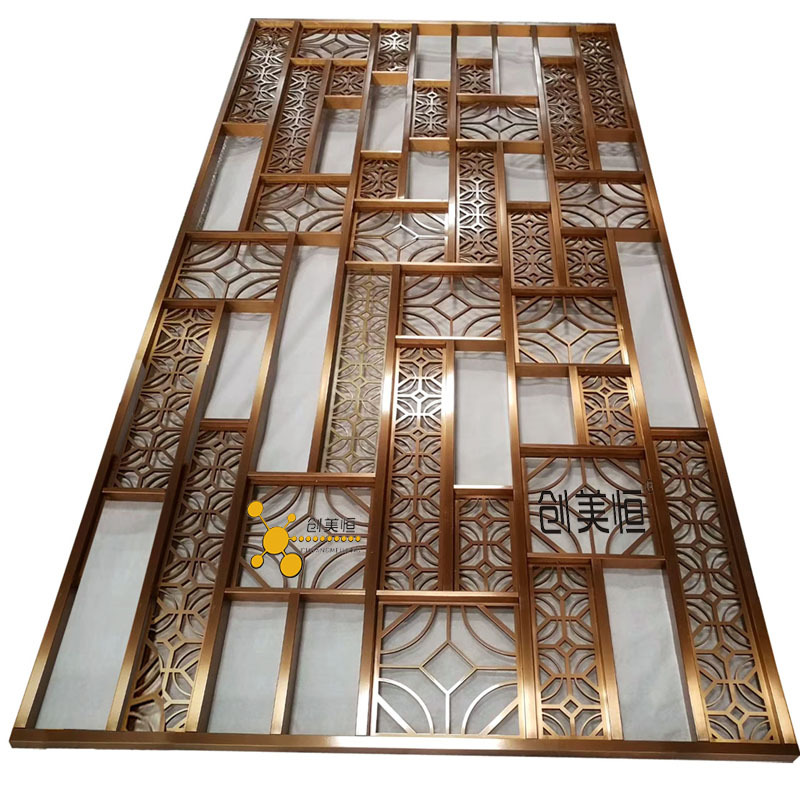 8年老店玫瑰金酒店不锈钢屏风定制　铝合金花格隔断免费打样|ms