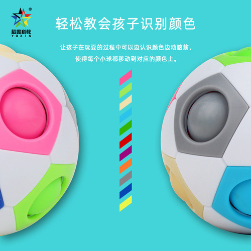 Yuxin upgraded version of Magic Rainbow Ball Rubik's Cube children's educational toy football 12-hole elastic decompression vent toy