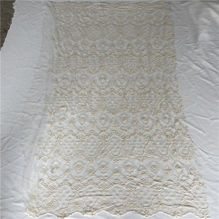 棉线网纱蕾丝绣花 水溶花边 满幅电脑绣 童装女装新款连衣裙面料