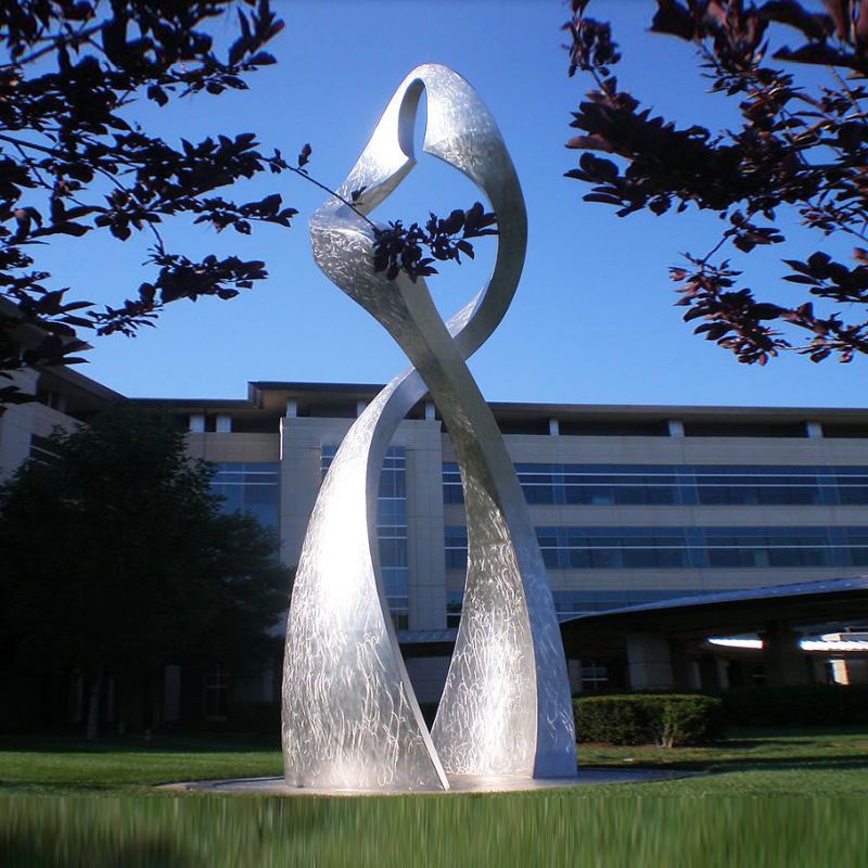 河北厂家定制不锈钢景观雕塑 广场园林户外抽象白钢拉丝镜面雕塑|ms