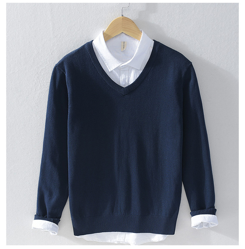 Amerikanischer V-ausschnitt Business Pullover Für Herren Slim Fit_voghion.com