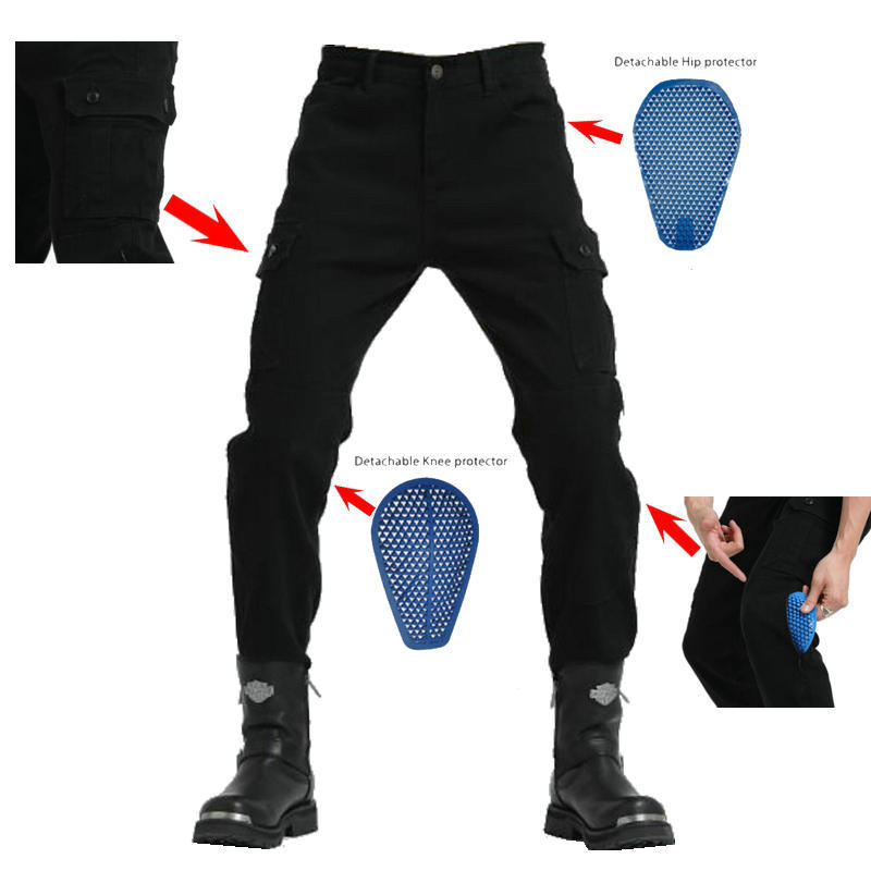 Directo de fábrica de la motocicleta pantalones vaqueros de los hombres atados al tobillo pantalones anti-caída motocicleta montar multi-Bolsa de ropa de trabajo de carreras pantalones Casuales