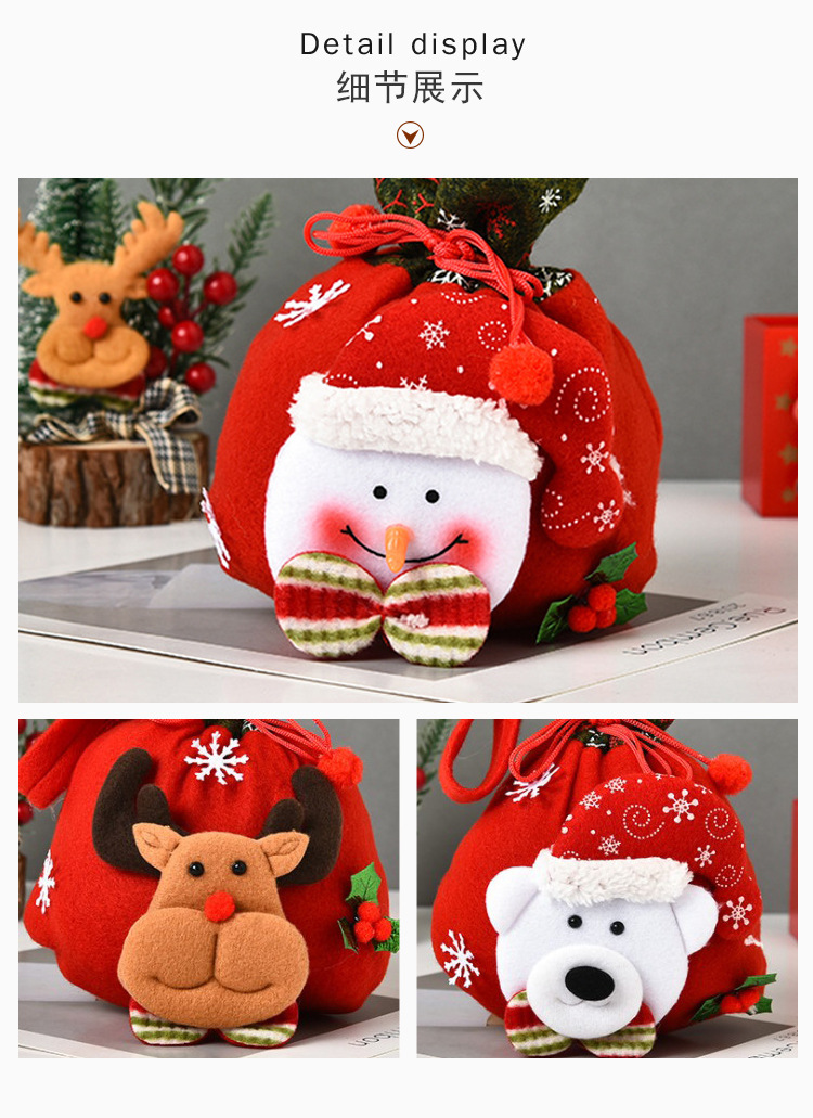 Christmas Three-dimensional Doll Candy Brushed Fabric Bag Decorations Wholesale Nihaojewelry display picture 10