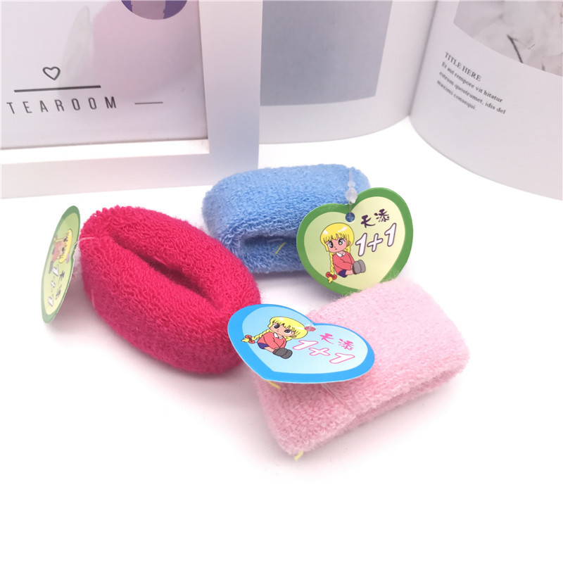 12 colores uno más uno anillo de toalla de punto Tamaño pequeño banda de pelo cuerda de pelo banda de goma 1 yuanes 2 yuanes tienda de accesorios para el cabello accesorios para la cabeza de suministro