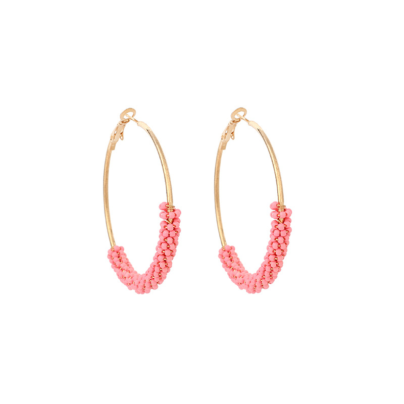 Ig Style Alloy Knitting Miyuki Beads Women's Hoop Earrings display picture 15