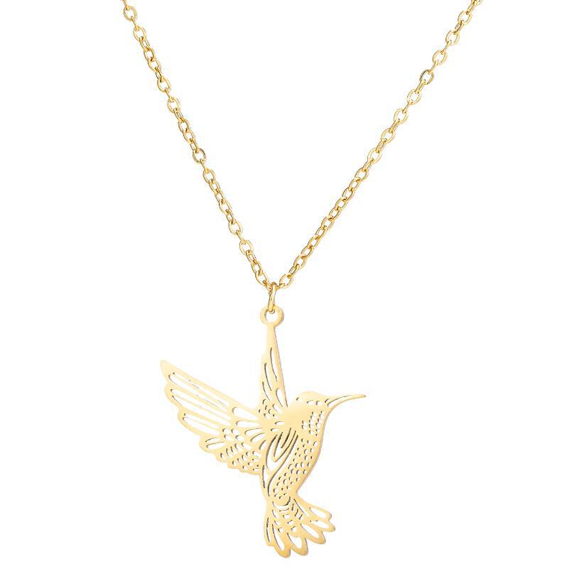 5g Weight PVD Coated Gold Plating Process 18K Gold, Real Gold Plated Plating Material 201 Stainless Steel Pendant Material PVD Coated 18K Gold Real Gold Plated Hummingbird 201 Stainless Steel Casual Simple Style Waterproof Non Tarnish 201 Stainless Steel Pendant Necklace