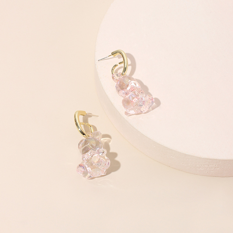 13g Weight Earrings Classification Wedding, Travel Occasion Geometric Pattern Women'S Gender Red, Yellow Color Fashion Crystal Flower Geometric Wild English Letter Ring Bear Earrings Nihaojewelry Wholesale 8