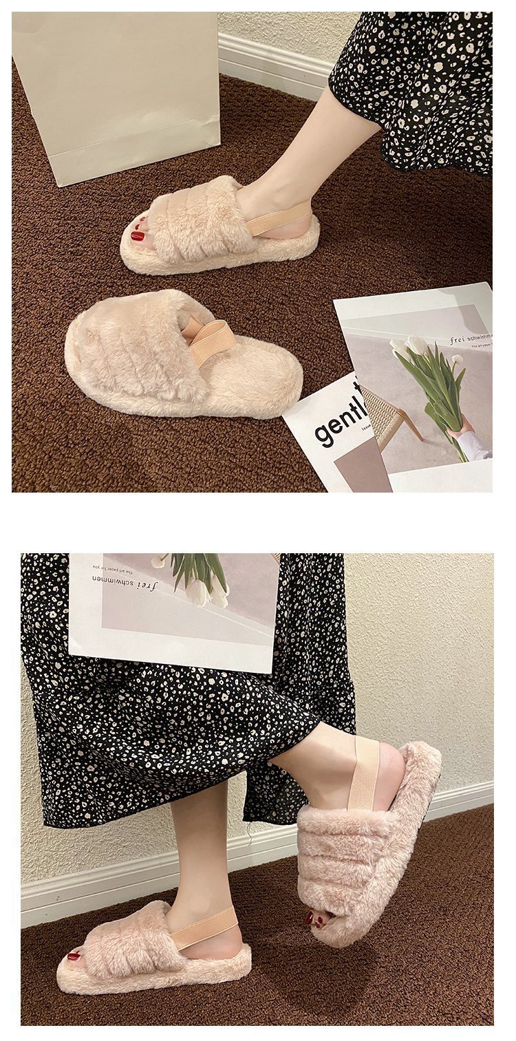 Thick-Soled One-Word Plush Slippers NSKJX74772