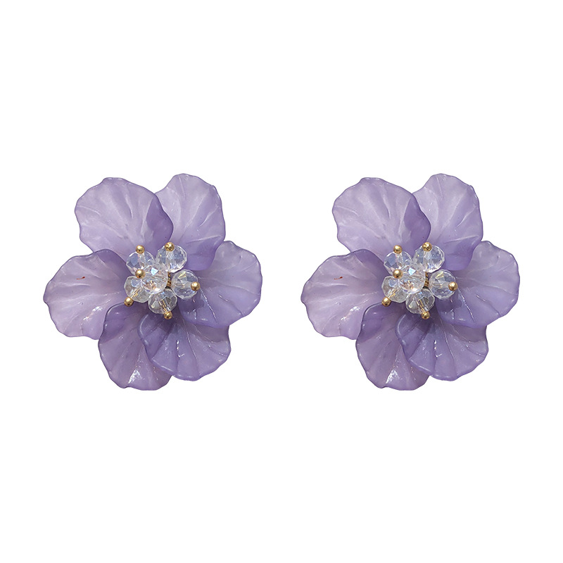 Korean-style Dongdaemun Internet Celebrity Holiday Style Exaggerated Earrings Personality Elegant and Generous Fairy Style Flower Earrings Female Elegant