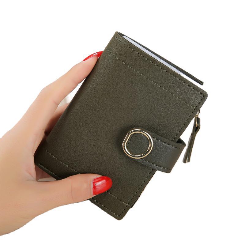 Fresh short polyurethane wallet, solid color cute card holder, small clutch bag, Korean style 5