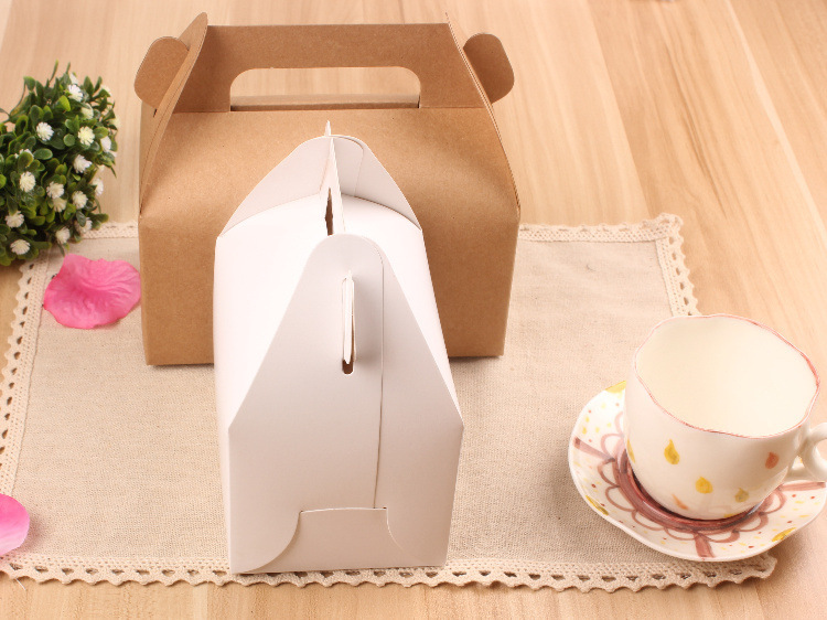 小号白卡牛皮手提西點西盒 蛋糕盒 慕斯盒 甜品打包盒 烘焙包装盒