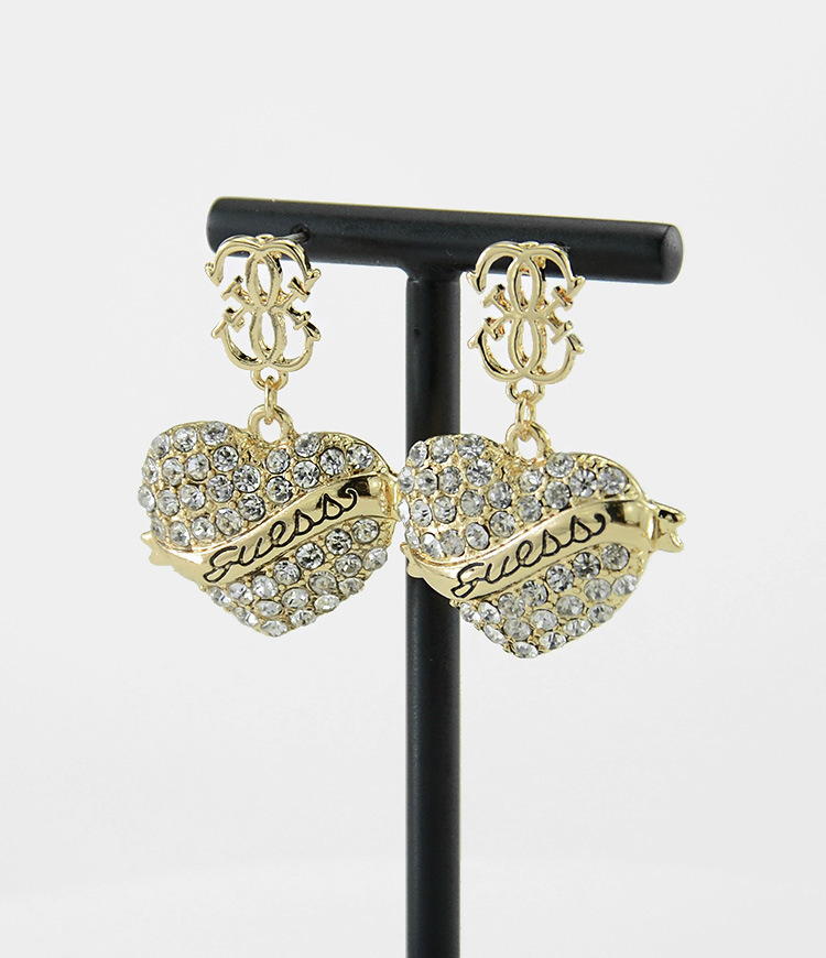 s925 Silver Needle Earrings Women's European Fashion Atmosphere Slim Full Jewel Angel Peach Heart Earrings Small Mixed Batch