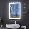 Manufacturer direct toilet wall -hanging bathroom mirror hotel smart touch anti -fog three -color LED light lens