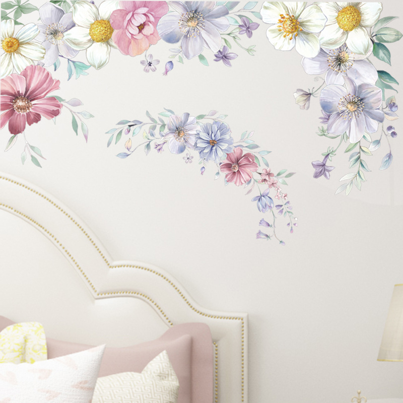 Moda Simple Efecto Acuarela Flor Etiqueta De La Pared display picture 3