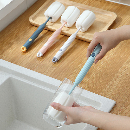 Sponge cup brush cleaning long handle thermos cup kettle brush washing cup artifact bottle cleaning brush factory wholesale