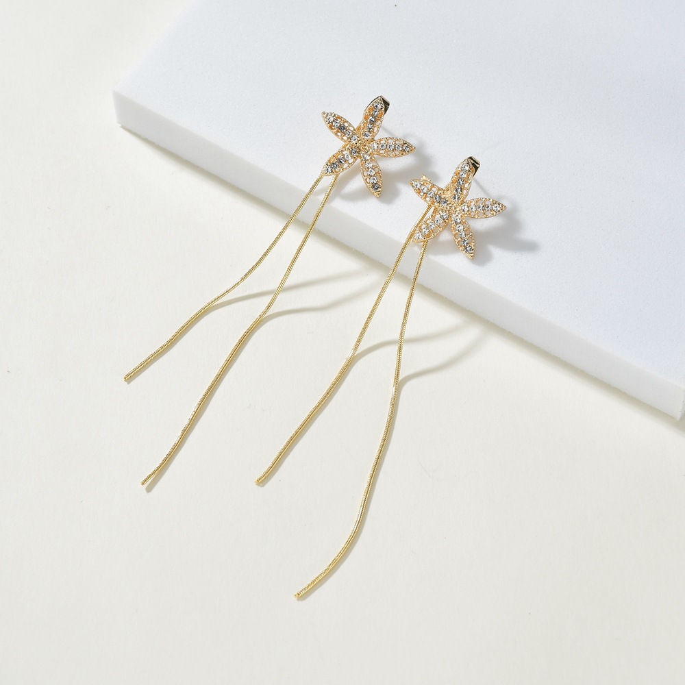 S925 Silver Needle Diamonds  Long Tassels Earrings display picture 4