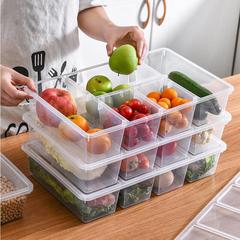Divided Kitchen Fresh-Keeping Containers, Refrigerated Food Storage Boxes, Transparent Storage Boxes with Lids, Desktop Organizers for Dustproof and Tidying Up of Small Items