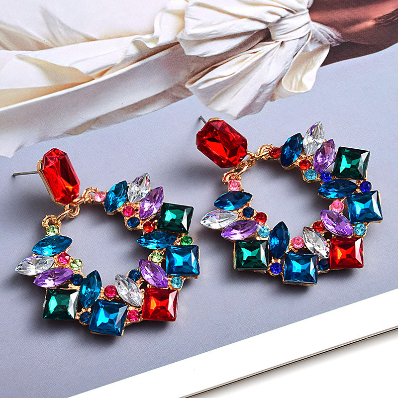 1 Pair Quantity Banquet Occasion 1 Pair Luxurious Geometric Plating Inlay Alloy Rhinestones Drop Earrings