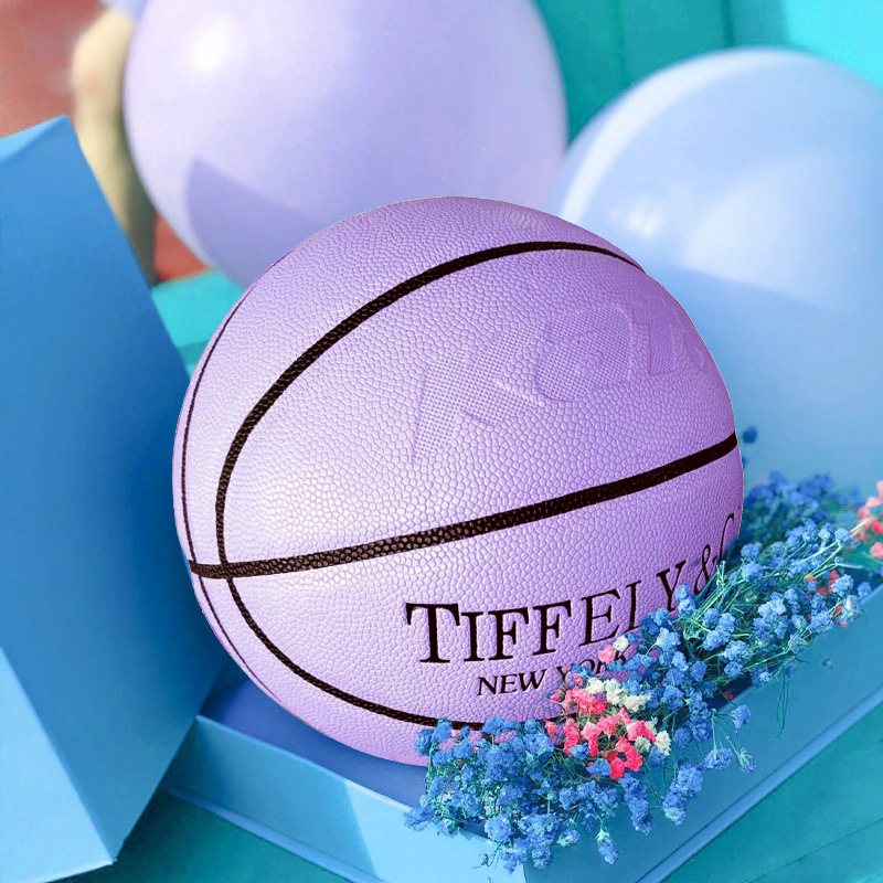 7号tiffany蒂芙尼蓝色篮球 青少年礼物篮球粉色定制印logo 软皮|ms