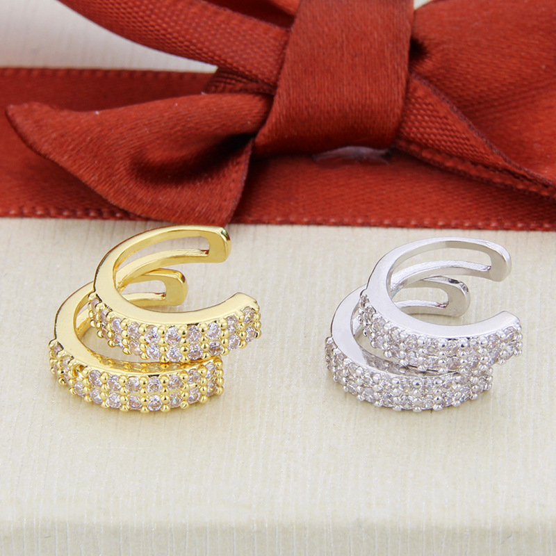 Double Row Zircon Ear Clips display picture 3