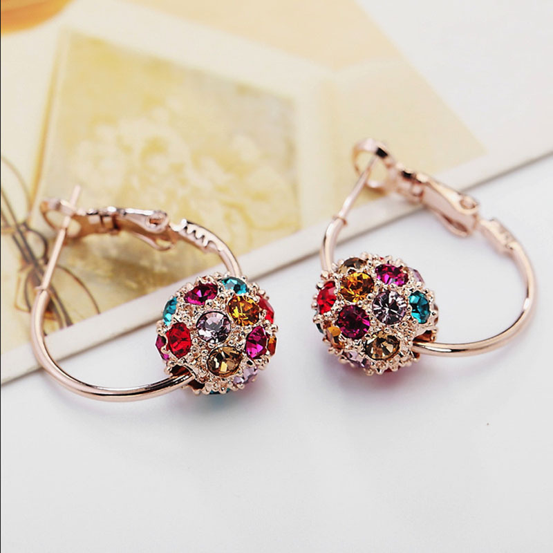 Glam Spherical Alloy Diamond Artificial Diamond Earrings display picture 3