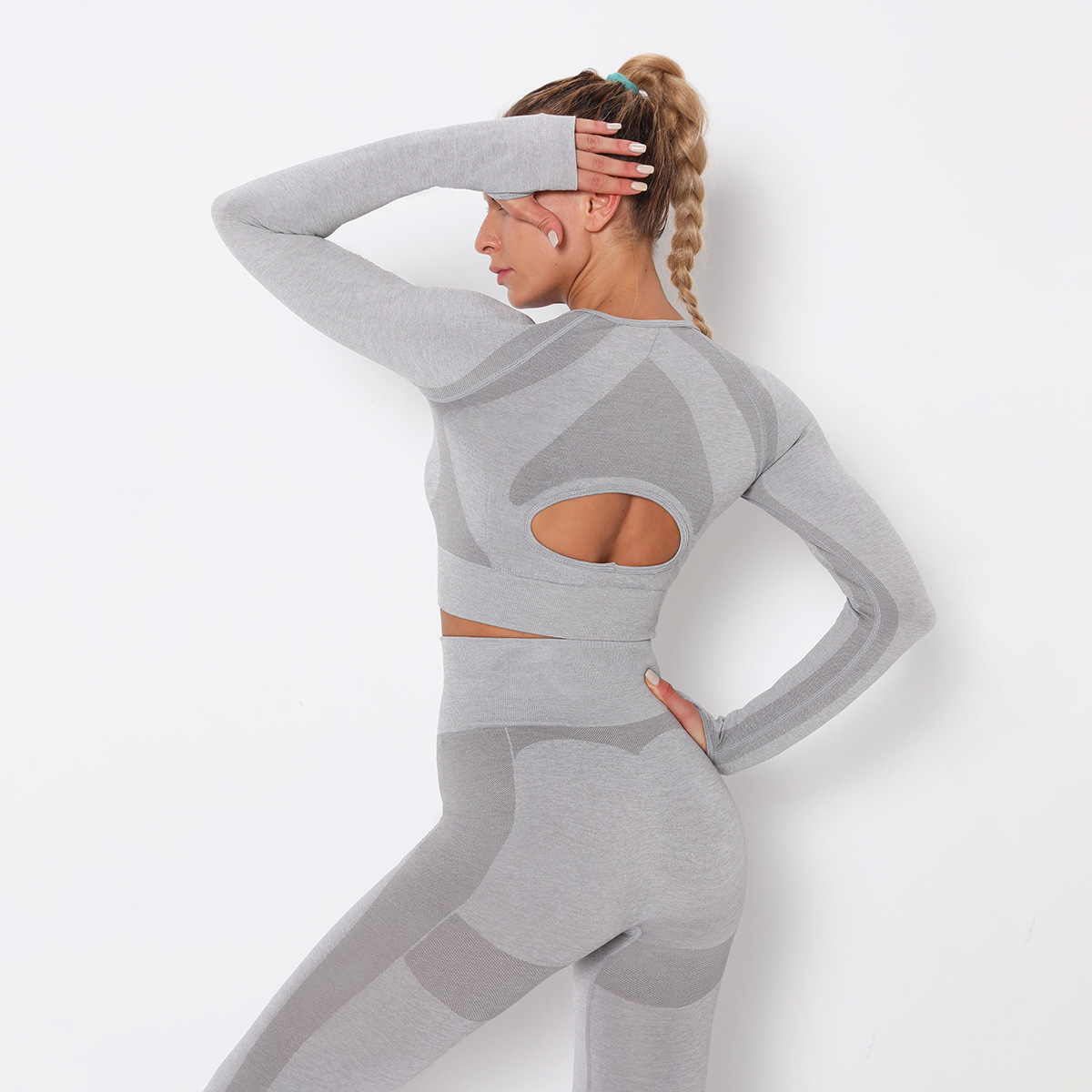 sexy seamless knitted sports long-sleeved fitness yoga wear  NSLX20225