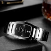 Classic retro rectangular ultra thin quartz men's watch, Tungsten steel, Switzerland