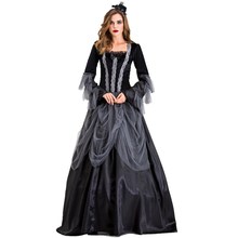 新款万圣节服装女歌特式长裙 华丽吸血鬼女巫cosplay女王长裙戏服