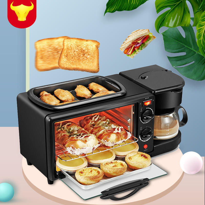 早餐机 家用多功能早餐机 全自动三合一电烤箱咖啡机礼品一件代发