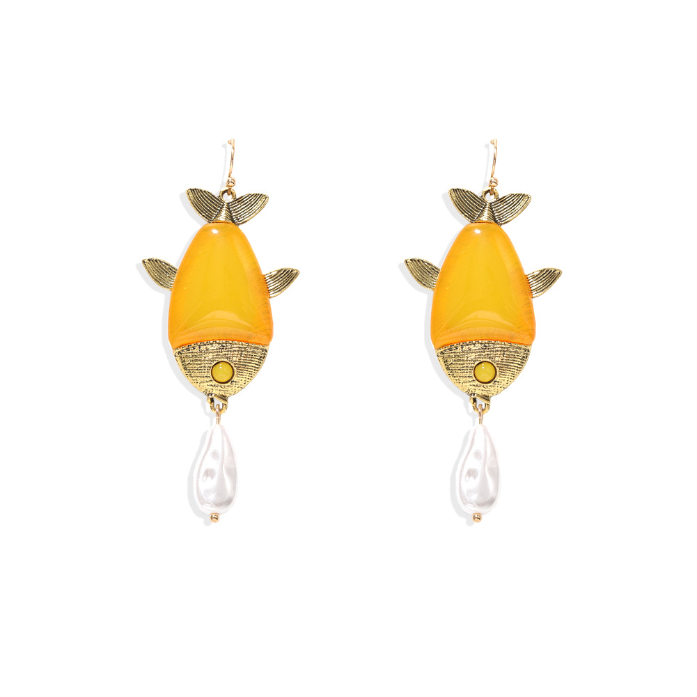 Fish-shaped Drop Pearl Earrings Beach Style Wild Multicolor Resin Earrings Wholesale Nihaojewelry display picture 11