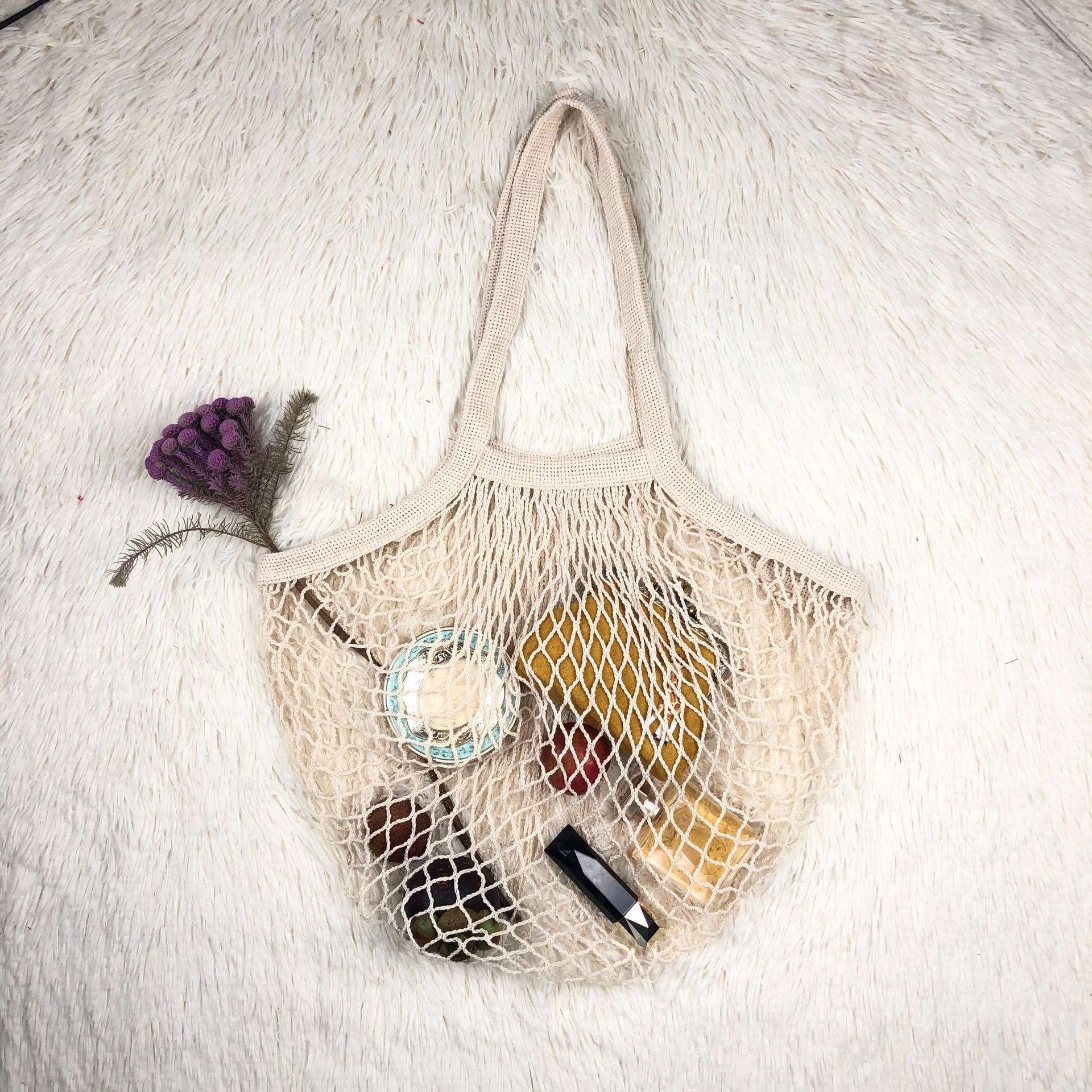 纯棉网袋shopping bag超市环保棉网兜现货批发水果购物袋